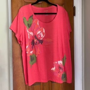 St. John’s Bay Coral Pink Flower t-shirt 3x